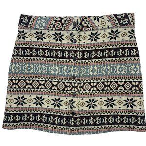 boho Button-Down Mini Skirt multicolor size large Twik